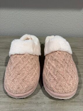 Sincerely Jules Plush Knit Slip-On Slippers - Blush Pink